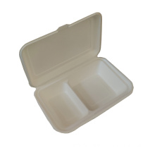 Biodegradable Disposable Tableware 2 Compartment Tray Made by Sugarcane Pulp for Restaurant Takeout Using